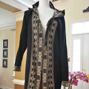 Black with Aztec trim hooded sweater